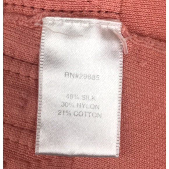 Pendleton Button Up Cardigan Sweater Pink Silk Nylon Cotton Petite Medium FLAW - Picture 10 of 11